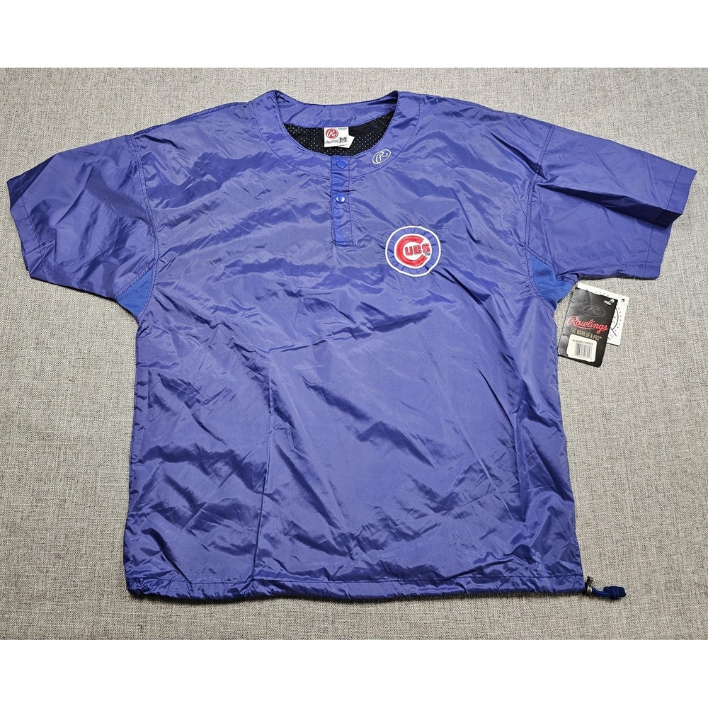 Chicago Cubs Jacket Mens Medium Blue MLB Baseball‎ Rawlings Pullover Windbreaker